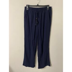 Ellen Tracy Wide Leg Viscose Linen Blend Pants,‎ Navy Size Medium